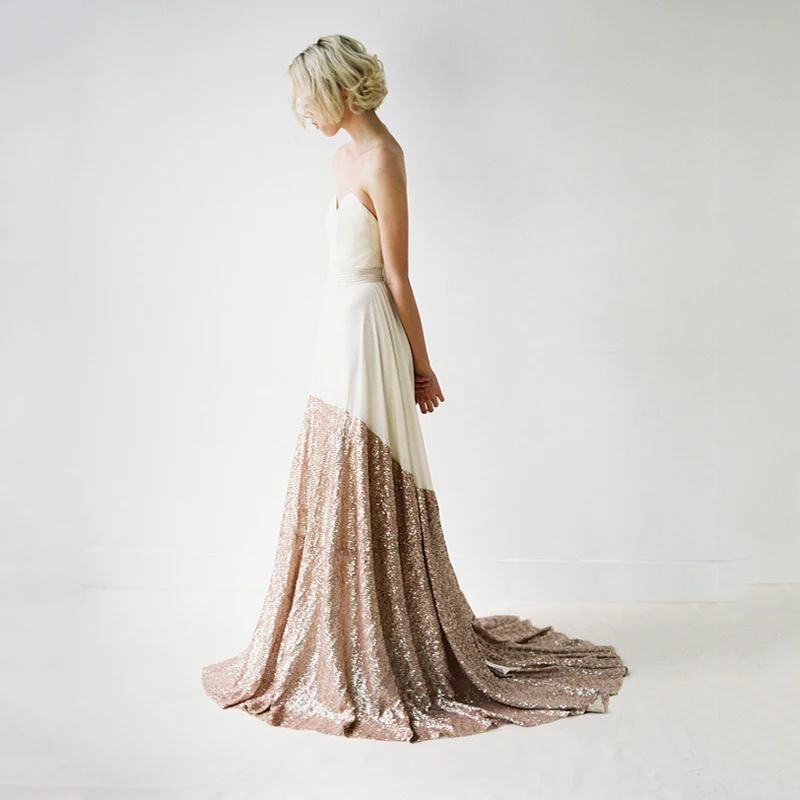 

Chiffon Sequined Patchwork Women Maxi Skirts Customized Womens Sweep Train Full Length Saias Longa faldas Brides Celebrity Skirt