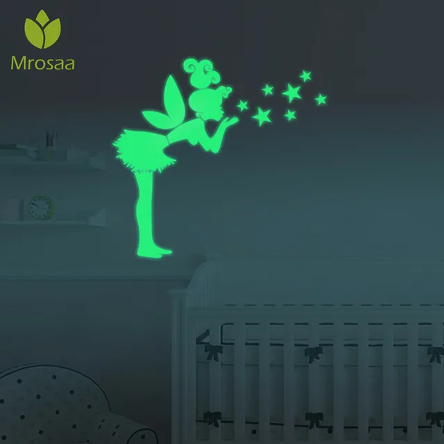 mrosaa 57x50cm fluorescent wall sticker glow in the dark angel blew