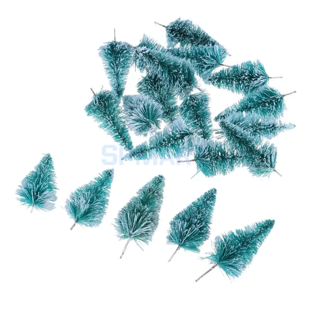 20pcs Set 6.5cm Iron Wire Christmas Tree Model for Dolls House Xmas Decor Colorful Life Scenes Kids Birthday Gift