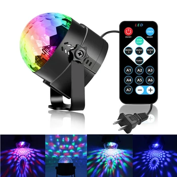 

AC90-240V Mini Voice Control Stage lamps Crystal Magic Ball Laser Stage Effect Light Remote Control Party Disco Club DJ Lights