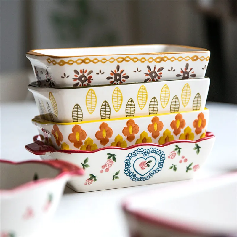 Best MDZF SWEETHOME Ceramic Baking Dish Roasting Lasagna Pan Rectangular Dish Bakeware with Handle