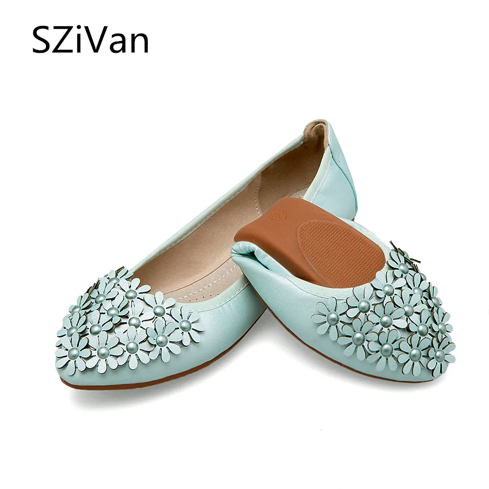 

Large Size 43 44 45 flower Slip On Women Flats Fashion Flowers Foldable Female Ballet Flats dance Soft Sole Casual Ladies Shoe