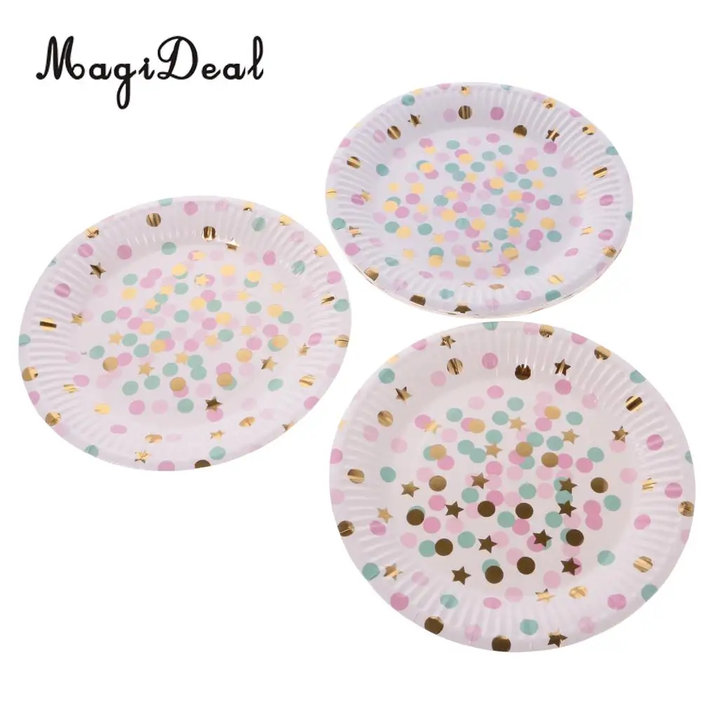 50 Sets Polka Dots Star Paper Plates Cups Baby Shower Birthday Wedding Party Dinner Disposable Tableware