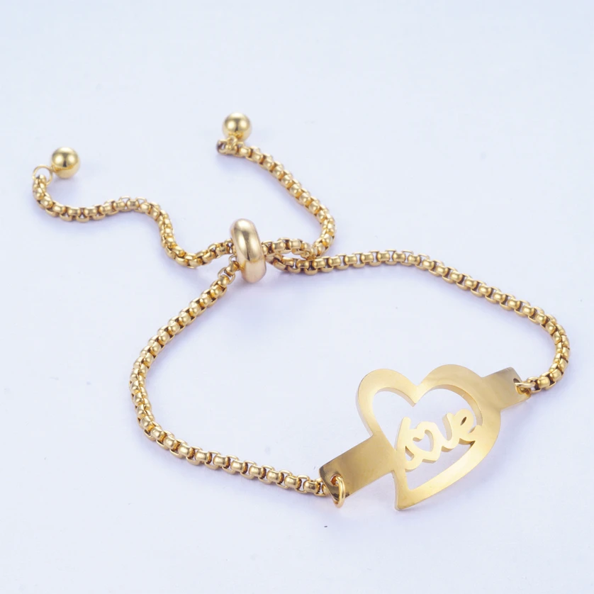 

Yunkingdom Heart Romatic Metal Gold Color Stainless Steel Love Bracelet for Women Anniversary Gift