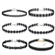 CUTEECO 6 шт./упак. колье ожерелье Черная кружевная кожа бархатная полоска женский воротник вечерние ювелирные изделия аксессуар для шеи чокеры