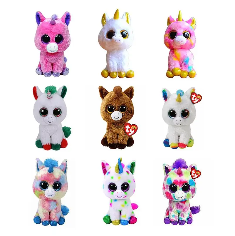 

6" TY Beanie Baby 15cm Big Eyes Pegasus Pixy Fantasia Candy Cane Magic Harmonie Unicorn Plush Stuffed Animal Toy Christmas Gift