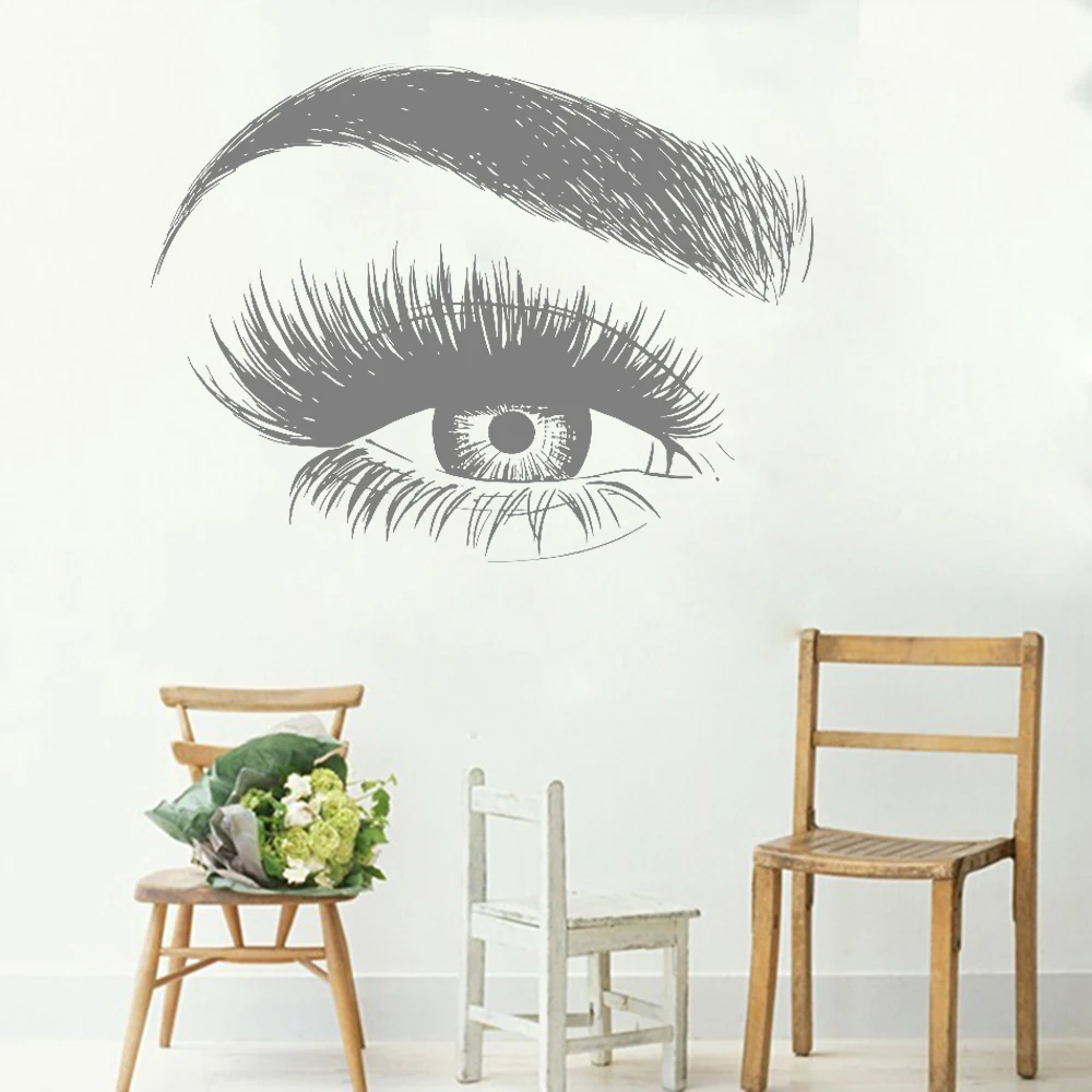 Eye Eyelashes Wall Decal Window Sticker Lashes Eyebrows Brows Beauty