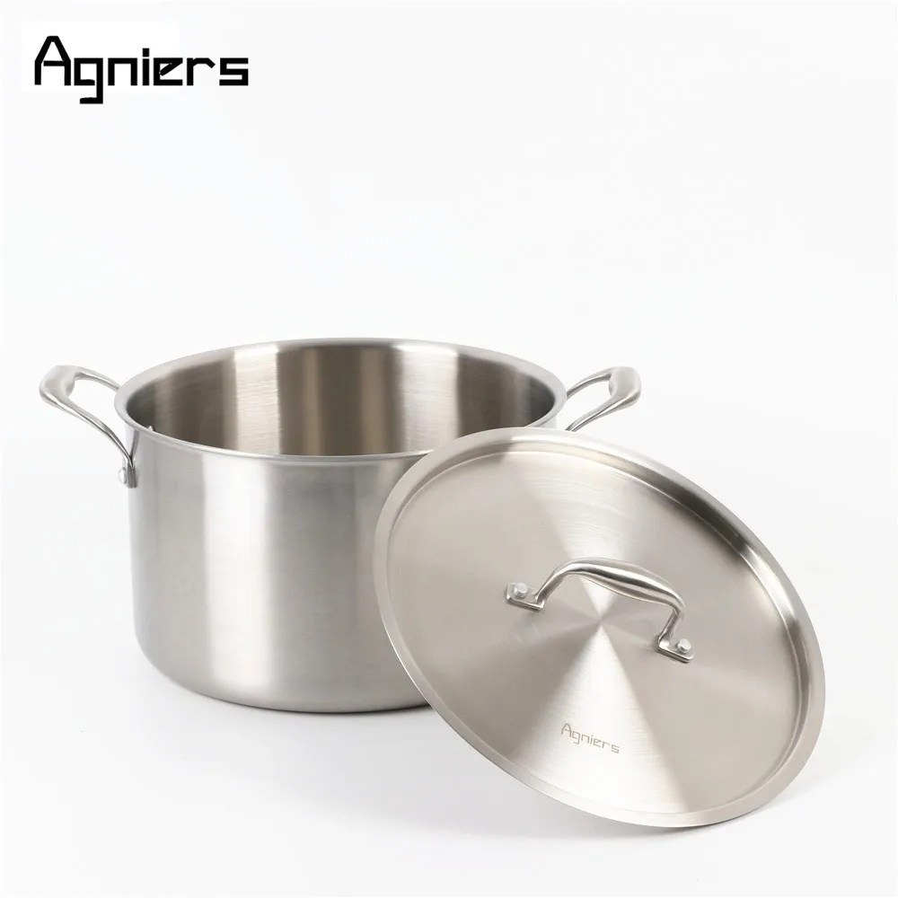 

Agniers 8L 26cm Stainless steel Stock Pot with steel cover Multi-Ply Clad Soup Pot with lid