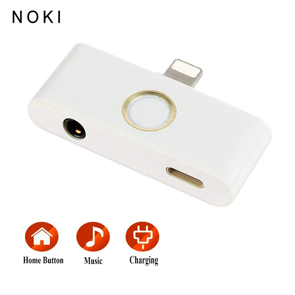 

5x For iphone x 8 7 6plus Home Button Plug For Lightning to 3.5MM Earphone Jack Audio Adapter Compatible with ios 9.2 ~ 11.2.6