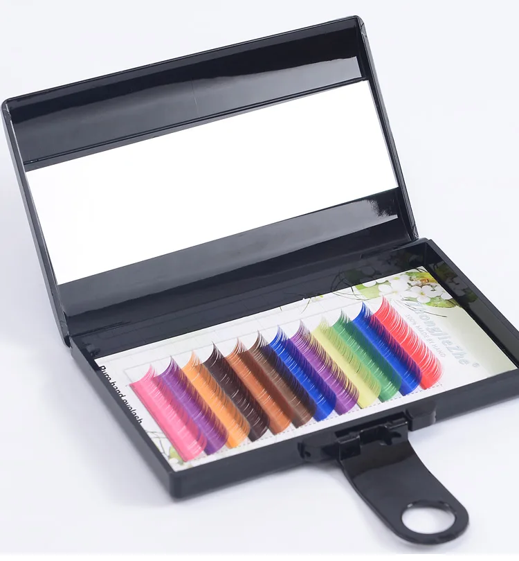 12rows tray 12 Colors Rainbow Colored Eyelash Extension Faux Mink color eyelashes colorful cilia eyelash extension 5