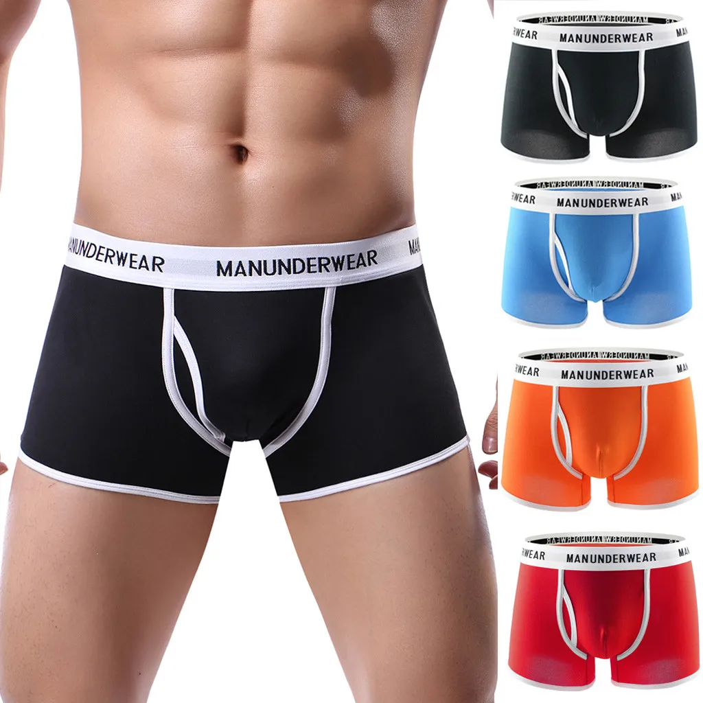 

Men's Soft Flat Panties 2019 New Men's Hugh Letter Stitching Shorts Sexy Polyester Underwear ropa interior sexy cueca masculina
