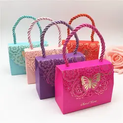 5 шт. 9*4*7 см бумага сумка с бабочкой ювелирные изделия любовь подарок маленький мешочек для упаковки маленькие милые бумажная сумка для