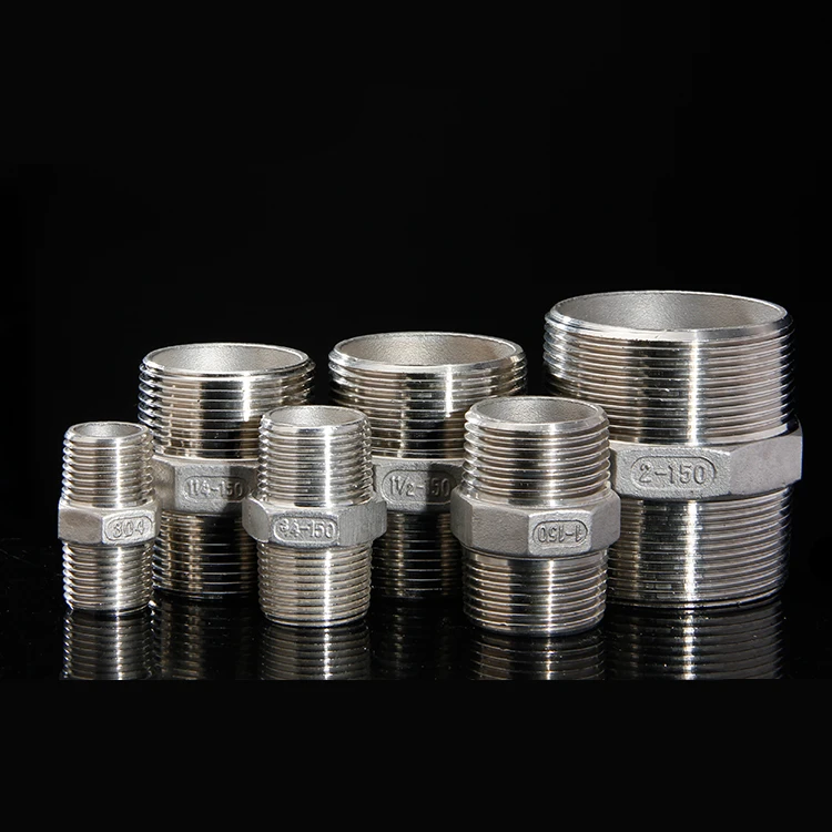 

1/8" 1/4" 3/8" 1/2" 3/4" 1" 1-1/4" 1-1/2" BSP Male to Male Threaded Hex Nipple Reducer Straight Pipe Fitting Stainless Steel 304