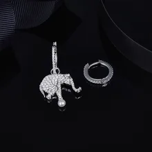 Асимметричные мини-серьги «Слоник» из стерлингового серебра 925 пробы с жемчугом, кубическим цирконием, камнями, женские роскошные ювелирные изделия, коллекция декана