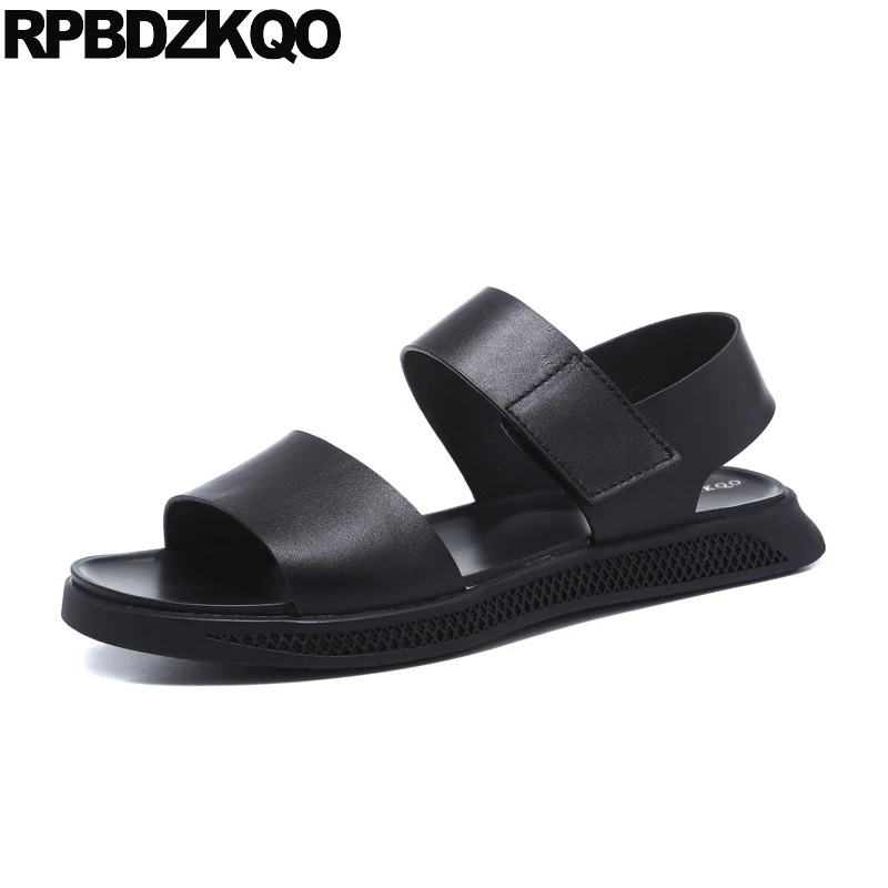 

soft beach summer luxury designer shoes men high quality leather sandals famous brand platform outdoor sneakers native black