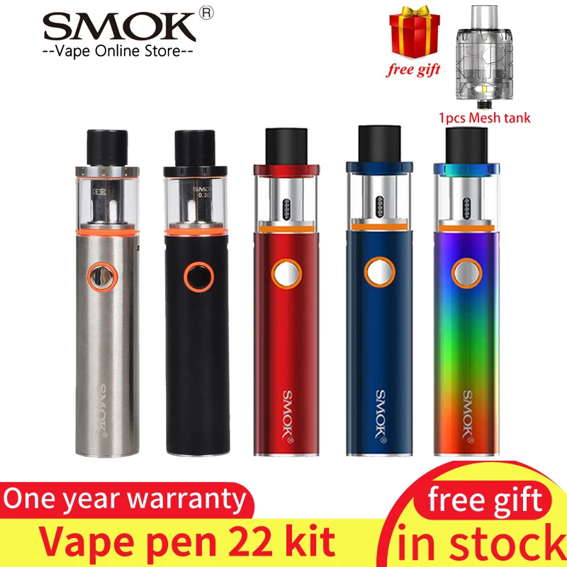 

2pcs/lot SMOK Vape Pen 22 Kit Vape Pen 22 Tank 0.3ohm Dual Core with Built-in 1650mah Battery with LED Indicator e cigarette