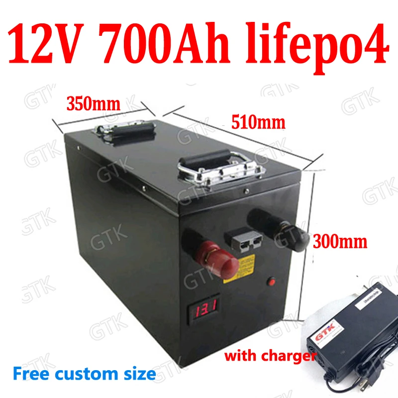 

GTK Lifepo4 12.8V 12V 700AH lithium battery BMS 12.8V for RV EV inverter Solar energy Go Cart vehicle Forklift boat +20A Charger