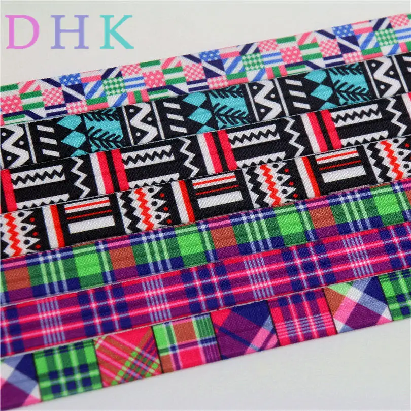 

DHK 5/8 ''Бесплатная доставка, геосвободно раскладывающаяся эластичная повязка на голову с принтом в клетку, украшение для рукоделия OEM S736