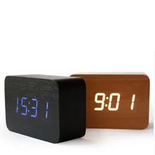 Bambus & Holz Digitale LEDclock Kalender Thermometer Akustische Kontrolle Sensing desktop vintage tisch elektronische despertador