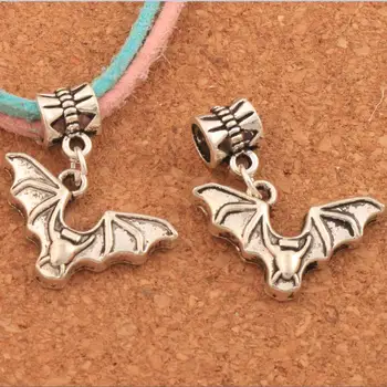 

100PCS zinc alloy Bat with Open Wings Charm Beads Dangle Fit European Bracelets Jewelry DIY B979 26.9x23.8mm