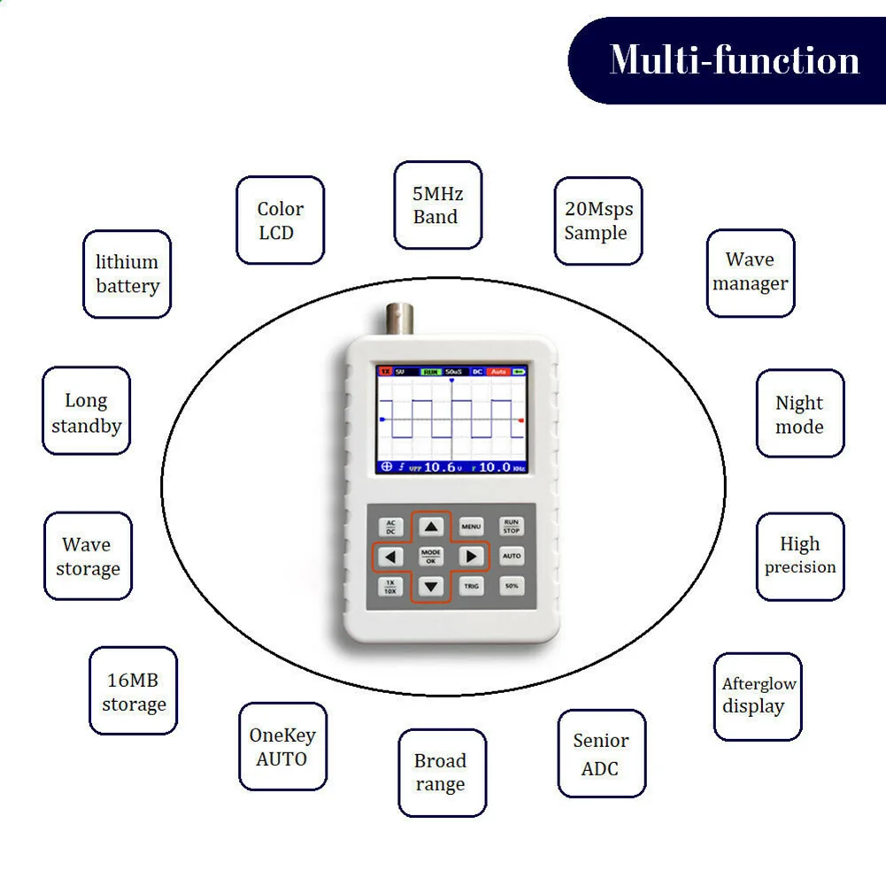 

Digital Oscilloscope 5M Bandwidth 20MSps Handheld Mini Portable for DSO FNIRSI PRO SKD88