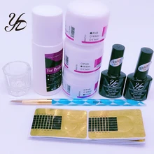 Yiday 1 комплект 3D полимерный акриловый порошок и жидкий акрил для дизайна ногтей Стекло чашки био-Гели Soak Off UV пластина Топ гель гвоздь ручка-резак строитель инструменты для маникюра