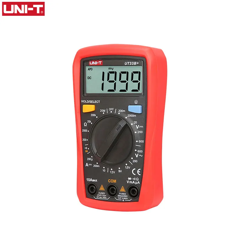 UNIT UT33B+ Mini Digital Multimeter AC DC Voltmeter Ammeter 2000 Counts Battery Test Meter Multitester Resistance ohm Tester