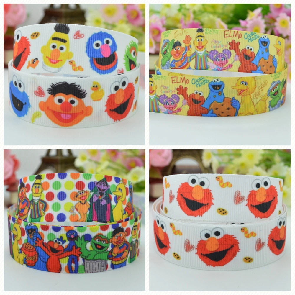 DUWES 7/8 &quot22 мм 2 5 10 50 ярдов Улица Сезам мультфильм печатных grosgrain ленты волос лук DIY