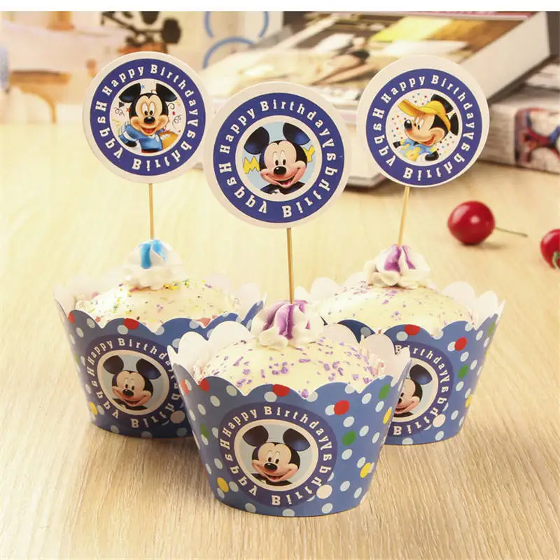 24pcs Mickey Mouse Cupcake Wrappers, Cup cake Muffin Paper Wrapper and ...