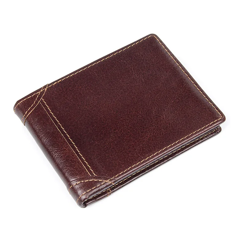 

Retro Business Short Genuine Leather Wallet RFID Anti-scan Card Package Men's ID Card Bag 8173