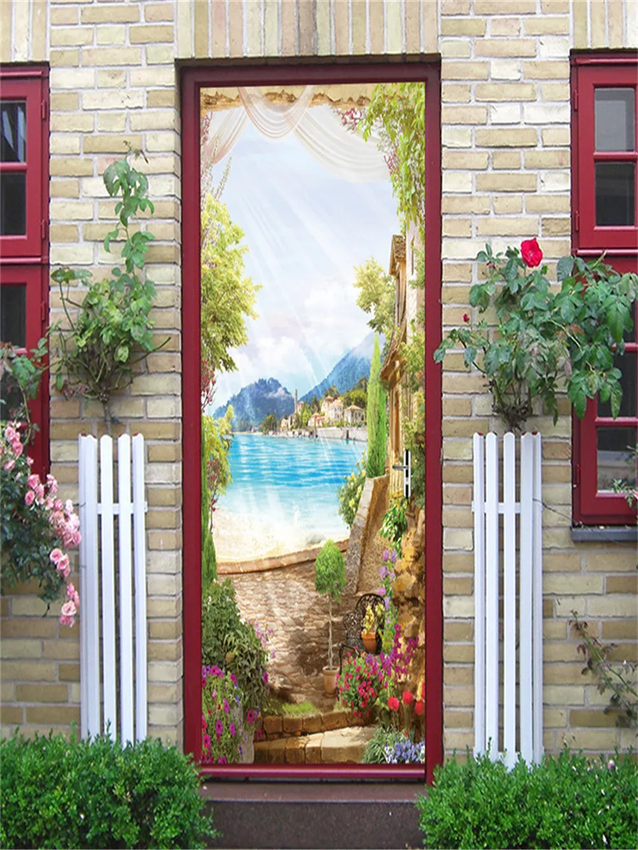 Хороший день Солнечный свет двери украшения Фреска самоклеющиеся виниловые наклейки для спальни гостиной ремонт двери дома художественные наклейки