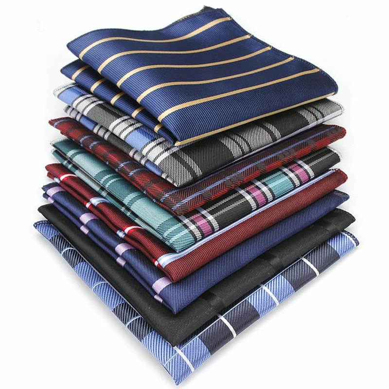 

16 PIECES Fashion Men's Polyester Silk Pocket Squares Stripes Jacquard Handkerchiefs for Suits Jackets Wedding Party Business