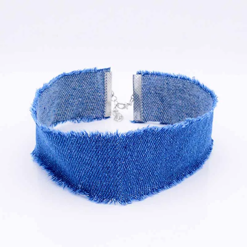 Синий джинсовый галстук-бабочка колье ожерелье для женщин с кисточками джинсы чокер с татуировкой колье ras de cou colar bijoux femme - Окраска металла: CR036B