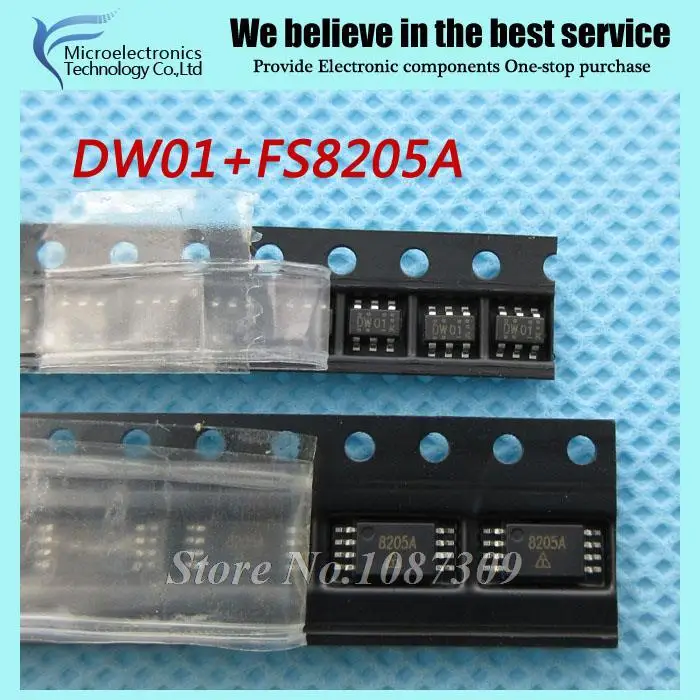 100PCS free shipping DW01 FS8205A FS8205 lithium battery protection IC ...