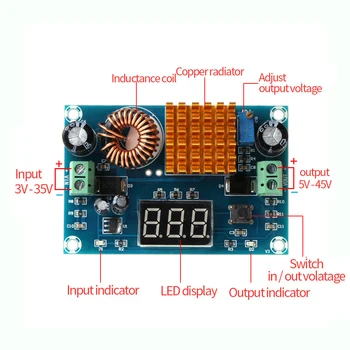 

DC-DC Boost Module Digital Boost Step Up Converter Power Supply Module 3-35V to 5V-45V 5A Coil
