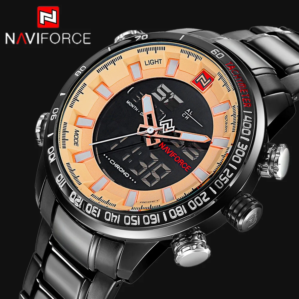 

NAVIFORCE Top Luxury Brand Men Digital Sports Watches Men's Quartz Clock Man Steel Led Military Wrist Watches Relogio Masculino