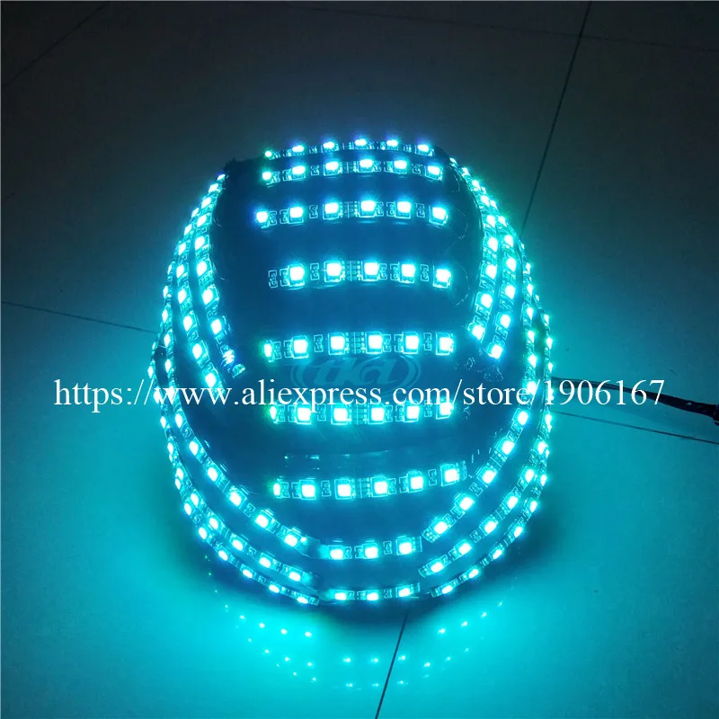 RGB Color LED Helmet Monster Mask Luminous Hat Dance Clothes DJ Helmet For Performances LED Robot performance party show07
