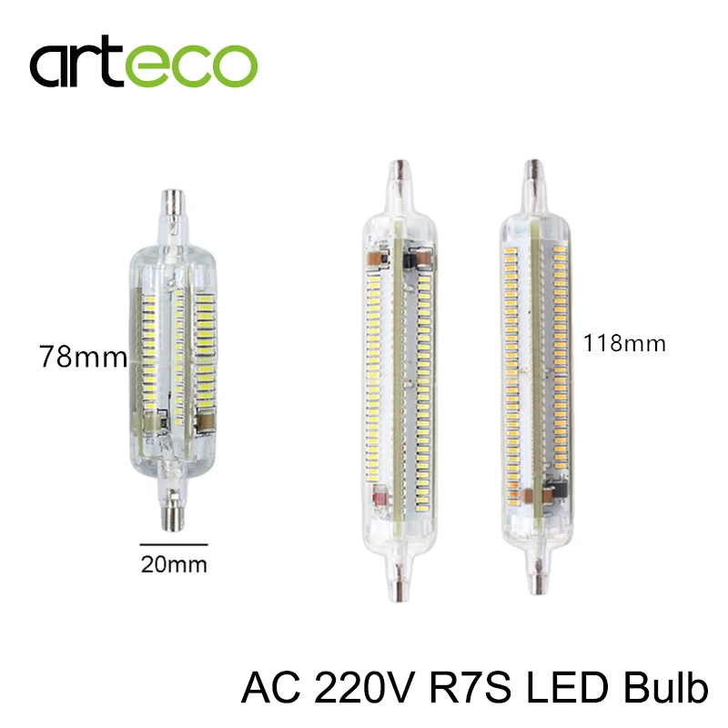 AC 220 силиконовая R7S Светодиодная лампа 8 Вт 15 SMD 3014 LED 78 мм 118 Энергосберегающая