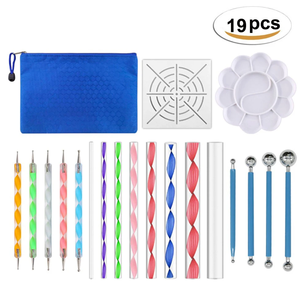 

19Pcs DIY Art Craft Clay tool set Mandala Painting Dotting Tools with storage bag Dotting Rods Ball Stylus Pens Stencil