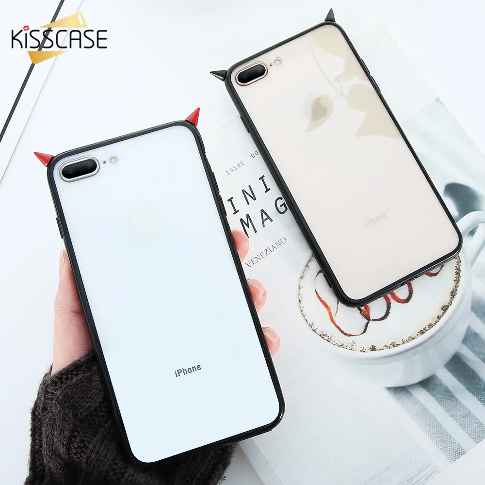 KISSCASE 3D Devil Horn Phone Чехол для iPhone 7 8 6 6S Demon мягкий чехол Plus Прозрачный Прочный Capa |