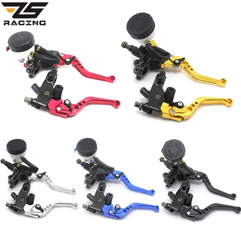ZS Racing Universal CNC 22mm Motorcycle Brake Clutch Levers Master Cylinder Reservoir Set For Honda Suzuki