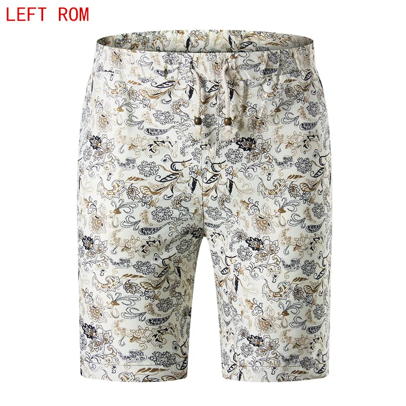 

2018 Summer Fashion Men's Casual Linen Shorts Trousers with Mosaic Flower Pattern Big Yards 4XL 5XL male Beach shorts