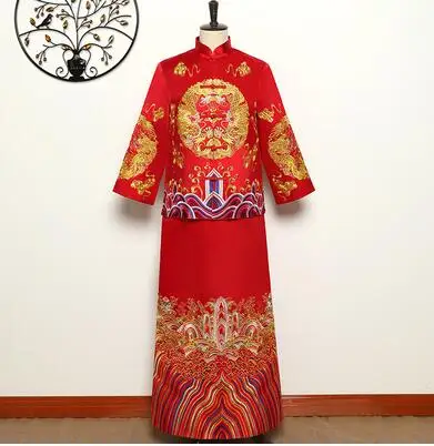 Лидер продаж Китайский традиционный свадебный длинный халат костюм дракона жениха винтажная одежда Элегантный Восточный Тан костюмы одежда - Цвет: Style H