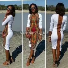 Африканская женская одежда новейшее белое Дашики модное платье succunt Африканский трандитивный Принт V шеи Дашики платье для женщин