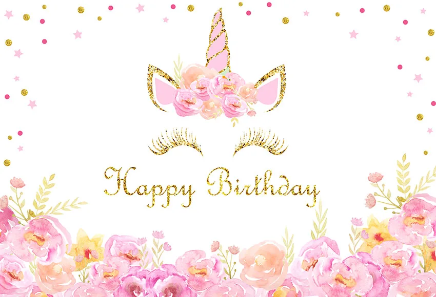 Unicorn Birthday Baby Photo Background Floral Computer Painting Happy  Birthday Backdrop anniversaire licorne Picture Background _ - AliExpress  Mobile