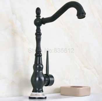 

Swivel Spout Black Oil Rubbed Bronze Single Handle Kitchen Sink Faucet Washbasin Taps Single Hole Deck Mounted Faucets Wnf663