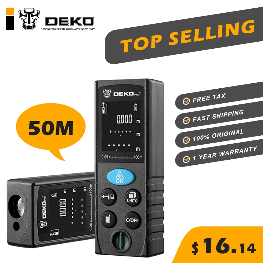 Лазерный дальномер DEKO LRD110 цифровой двойной измеритель расстояния площади объема