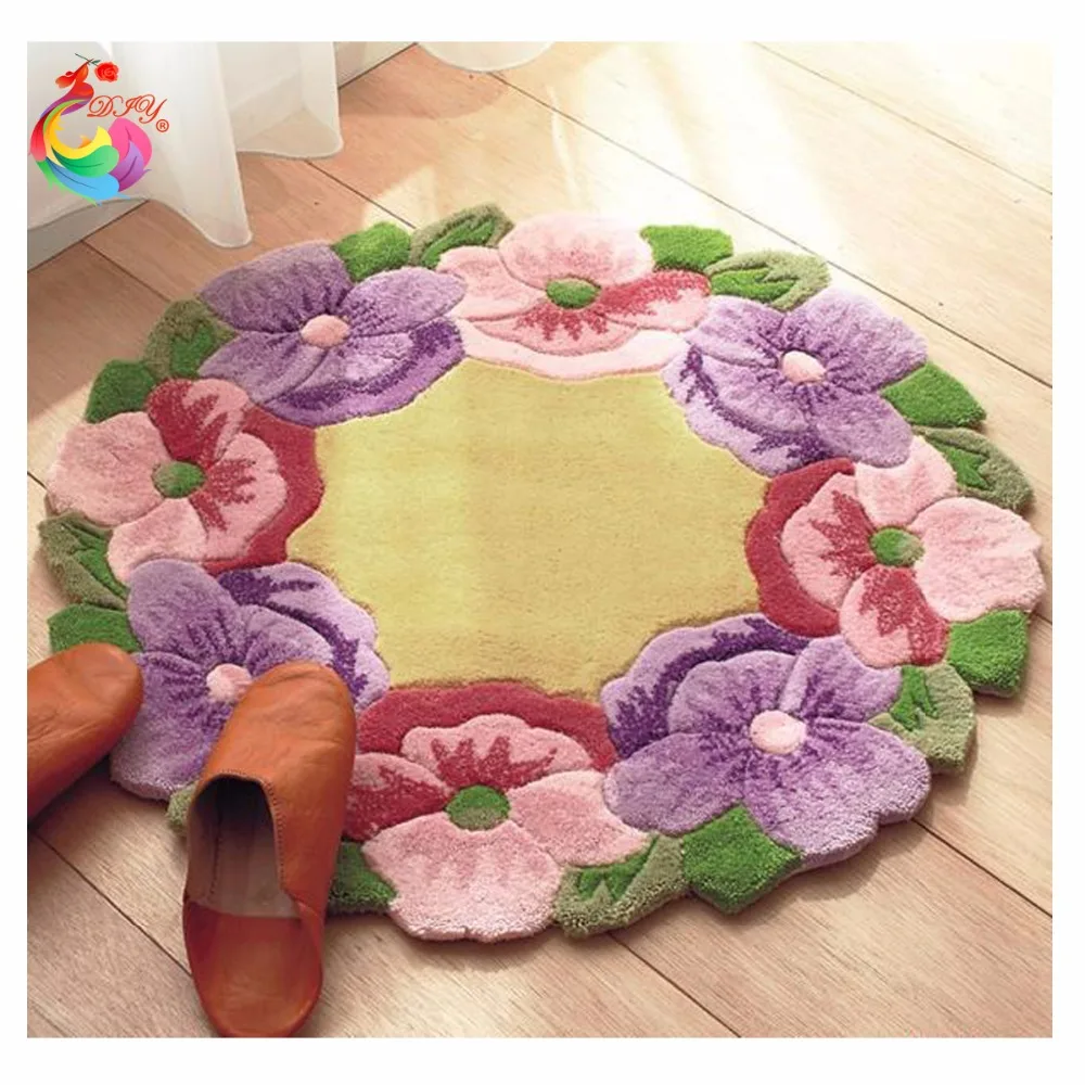 

Hook Rug Kit DIY Needlework Sets Unfinished Crocheting Yarn Mat Latch Hook Rug Kit Floor Mat Carpet Set Flowers kids room carpet