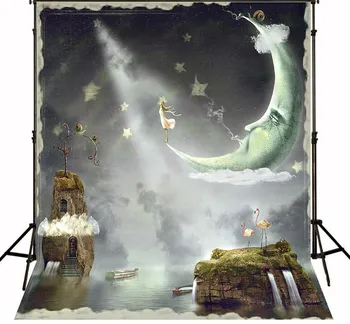 

Gorgeous Sky Beautiful Ink Sea Moon Island Backgrounds Vinyl cloth High quality Computer printed children kids backdrops