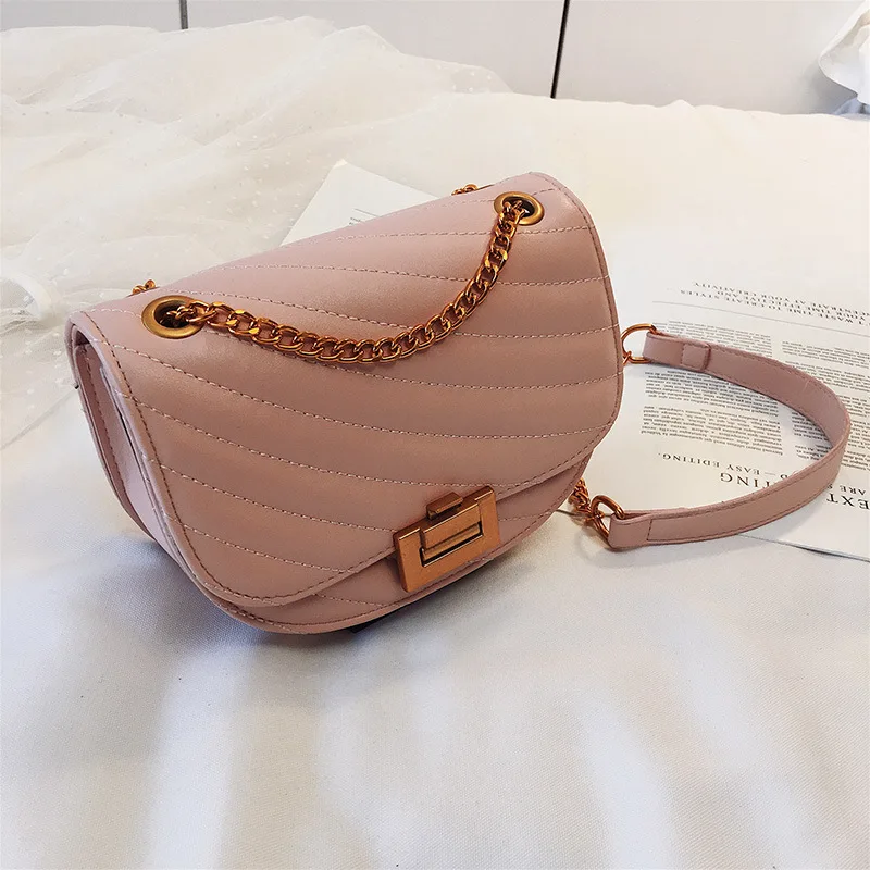 

High Quality Ladies Pu Leather Shoulder Bag Fashion Women Messenger Bags Famous Brand Casual Female Saddle Chain Crossbody Bags